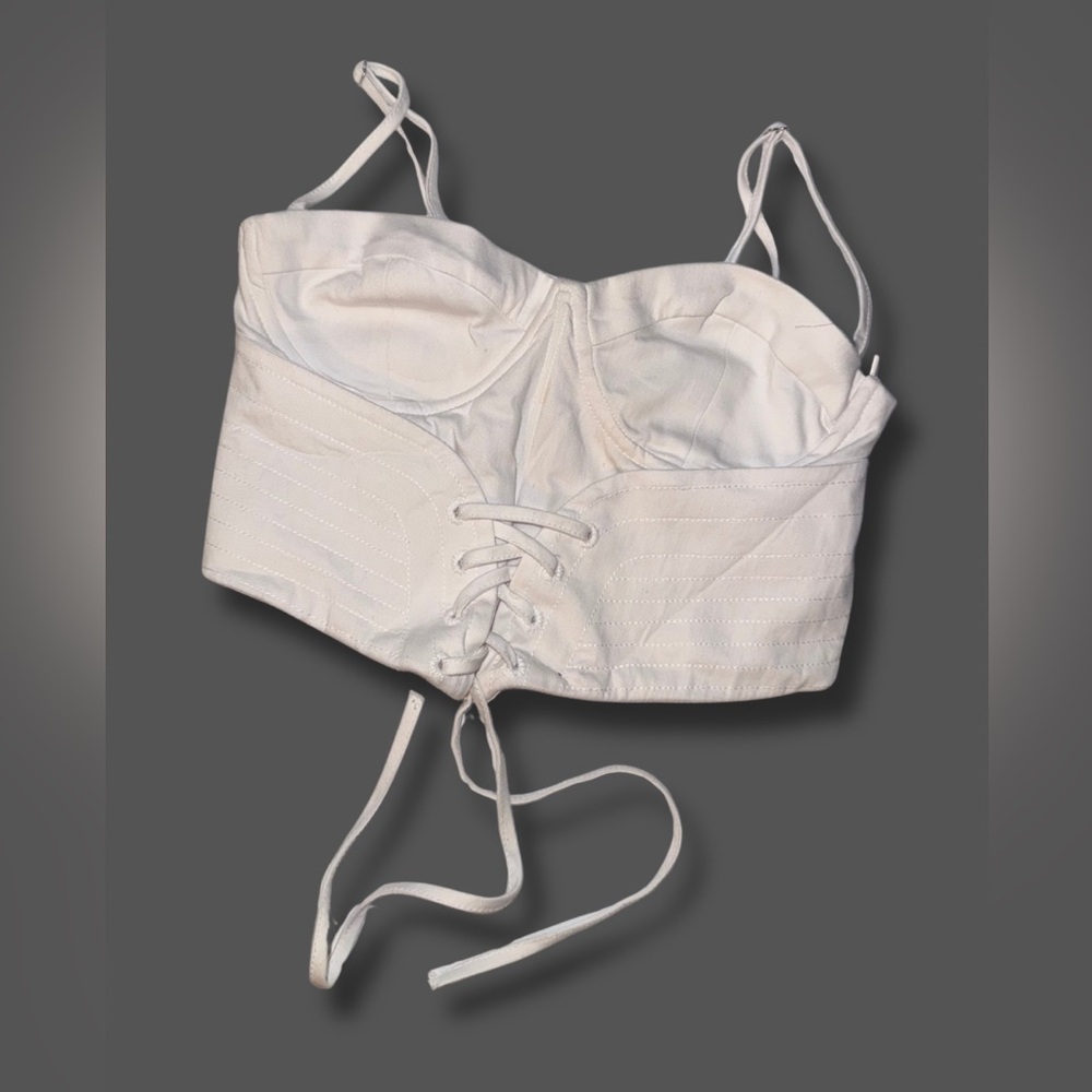 Zara White Lace-Up Bustier